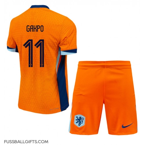 Niederlande Cody Gakpo #11 Fußballbekleidung Heimtrikot Kinder EM 2024 Kurzarm (+ kurze hosen)